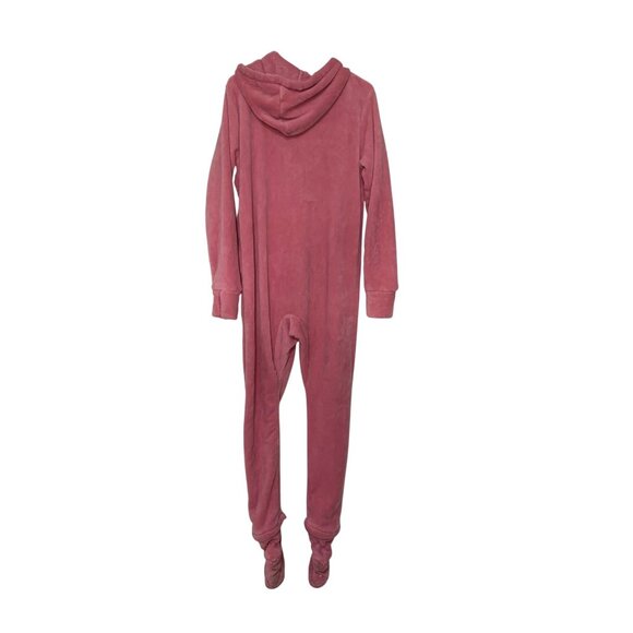 Hoodie Footie Pajamagram Her Size S M 1 Piece Hooded Faux Fur Bodysuit Pajamas T - Picture 5 of 6